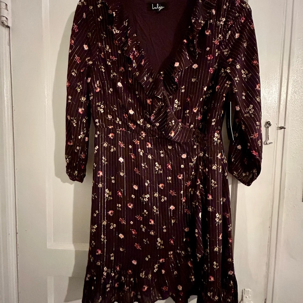Lulus Purple floral wrap dress